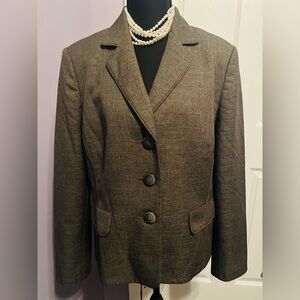 Vintage Le Suit Gray Paisley Lined Blazer Jacket 14 L